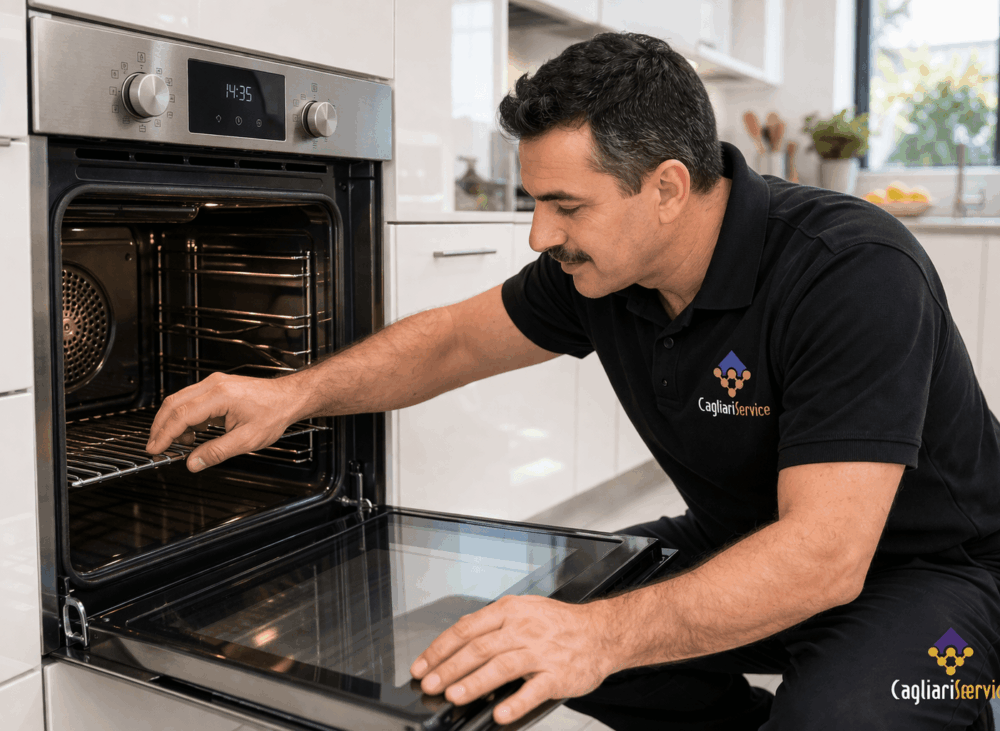 Tecnico mentre controlla un forno elettrico